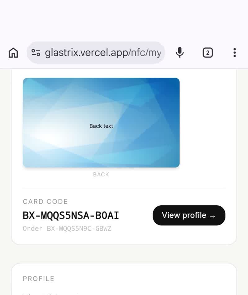 Mobile screen showing URL field with save button